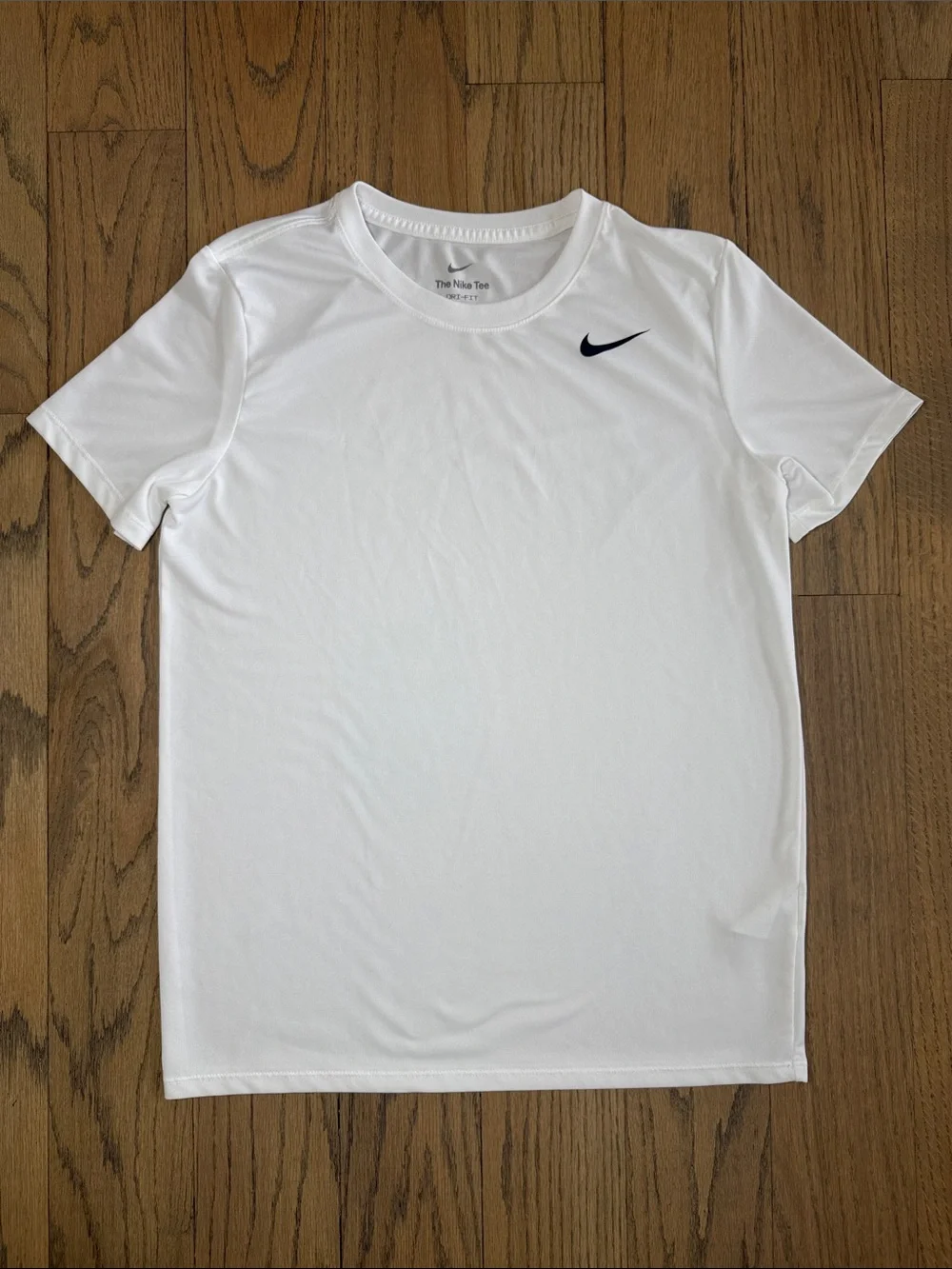 Nike The Nike Tee Dri-Fit White Short Sleeve with Black Swoosh Size Small
